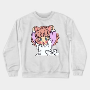 I draw pink pastel chibi neko / the star of cottonland cat girl Crewneck Sweatshirt